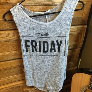 Hello Friday short sleeve tank top
